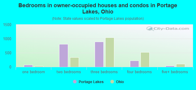 Bedrooms in owner-occupied houses and condos in Portage Lakes, Ohio