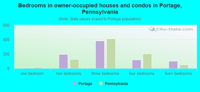 Bedrooms in owner-occupied houses and condos in Portage, Pennsylvania