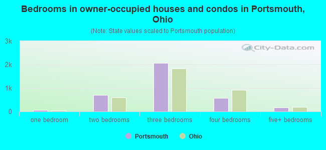 Bedrooms in owner-occupied houses and condos in Portsmouth, Ohio