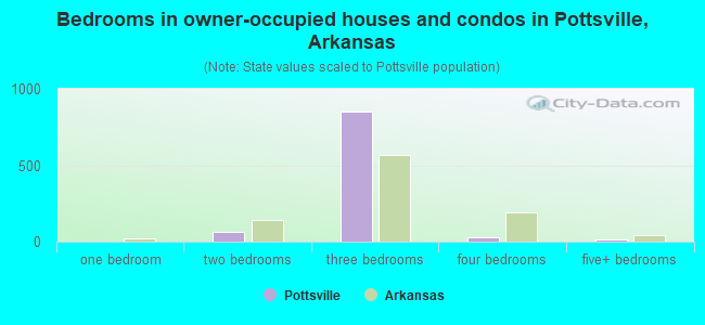 Bedrooms in owner-occupied houses and condos in Pottsville, Arkansas