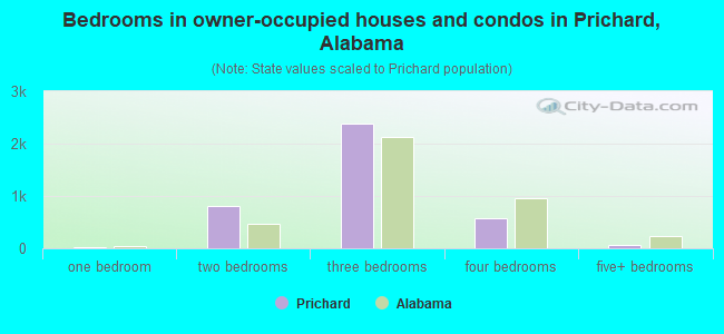 Bedrooms in owner-occupied houses and condos in Prichard, Alabama
