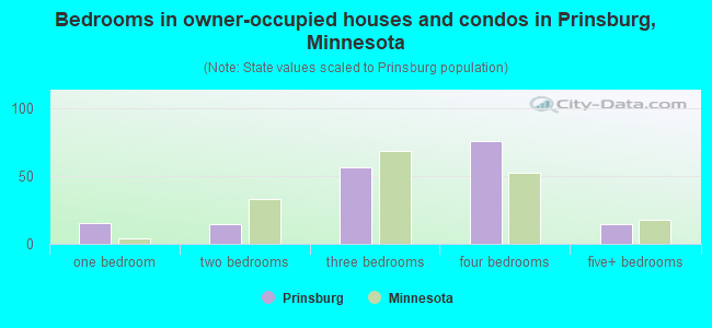 Bedrooms in owner-occupied houses and condos in Prinsburg, Minnesota