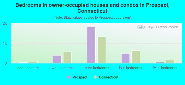 Bedrooms in owner-occupied houses and condos in Prospect, Connecticut
