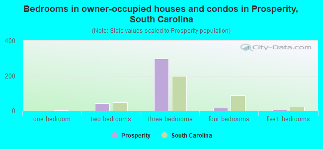 Bedrooms in owner-occupied houses and condos in Prosperity, South Carolina