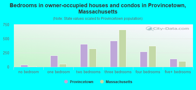 Bedrooms in owner-occupied houses and condos in Provincetown, Massachusetts