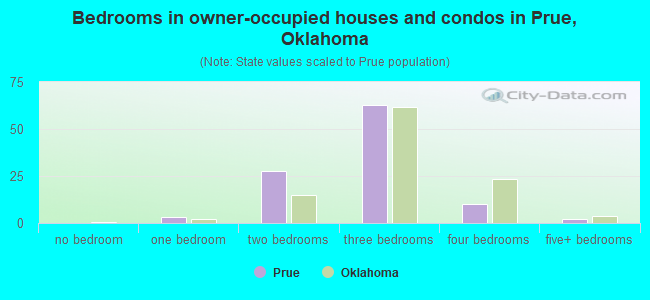 Bedrooms in owner-occupied houses and condos in Prue, Oklahoma