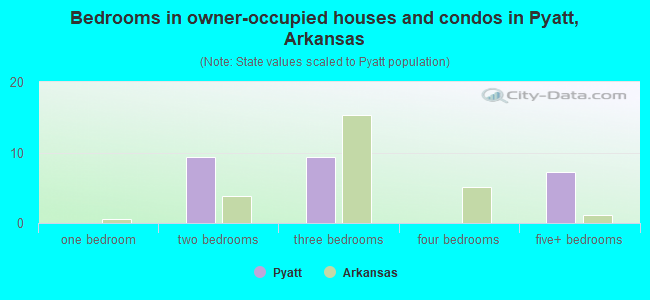 Bedrooms in owner-occupied houses and condos in Pyatt, Arkansas