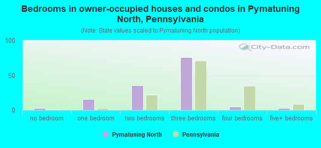 Bedrooms in owner-occupied houses and condos in Pymatuning North, Pennsylvania