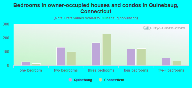 Bedrooms in owner-occupied houses and condos in Quinebaug, Connecticut