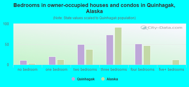 Bedrooms in owner-occupied houses and condos in Quinhagak, Alaska
