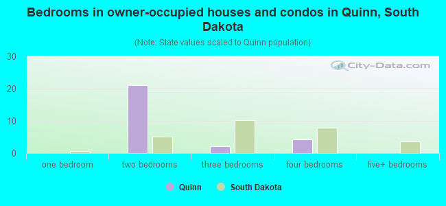 Bedrooms in owner-occupied houses and condos in Quinn, South Dakota