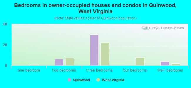 Bedrooms in owner-occupied houses and condos in Quinwood, West Virginia