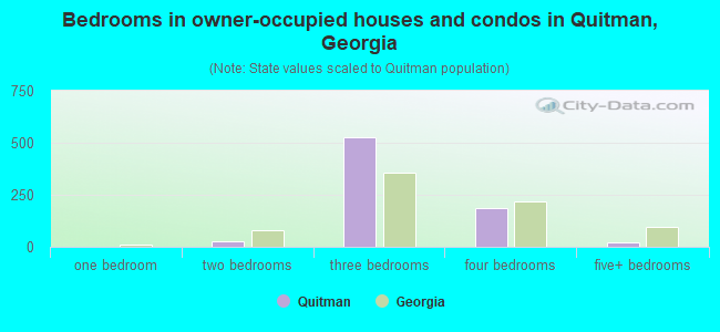 Bedrooms in owner-occupied houses and condos in Quitman, Georgia