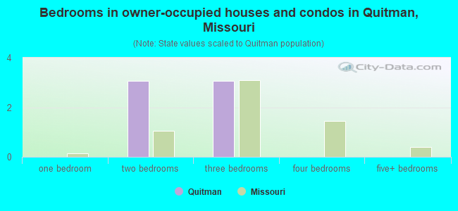 Bedrooms in owner-occupied houses and condos in Quitman, Missouri