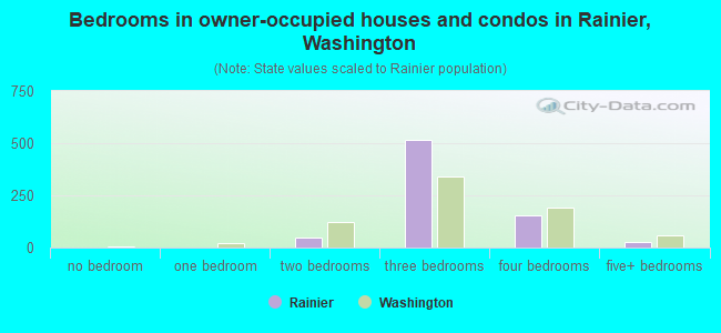 Bedrooms in owner-occupied houses and condos in Rainier, Washington