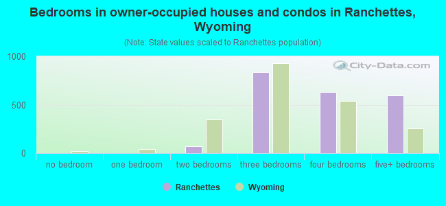 Bedrooms in owner-occupied houses and condos in Ranchettes, Wyoming