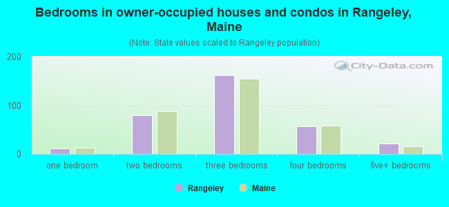 Bedrooms in owner-occupied houses and condos in Rangeley, Maine