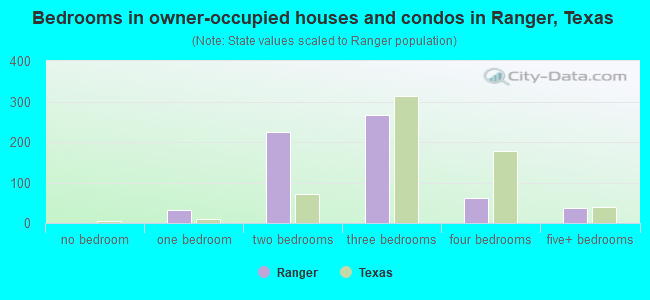 Bedrooms in owner-occupied houses and condos in Ranger, Texas