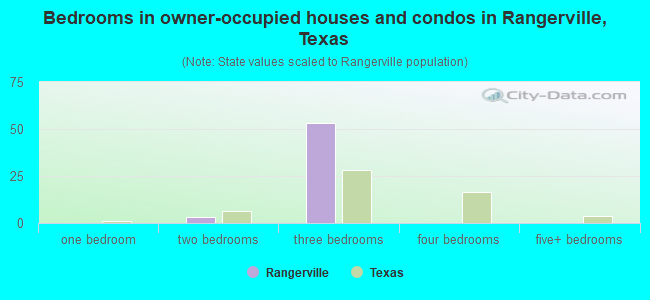 Bedrooms in owner-occupied houses and condos in Rangerville, Texas