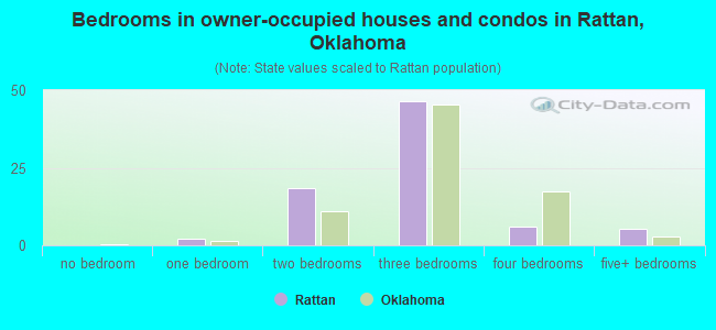 Bedrooms in owner-occupied houses and condos in Rattan, Oklahoma