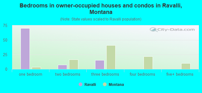 Bedrooms in owner-occupied houses and condos in Ravalli, Montana