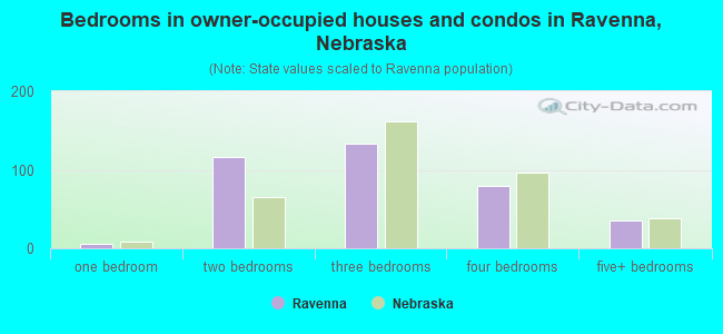 Bedrooms in owner-occupied houses and condos in Ravenna, Nebraska