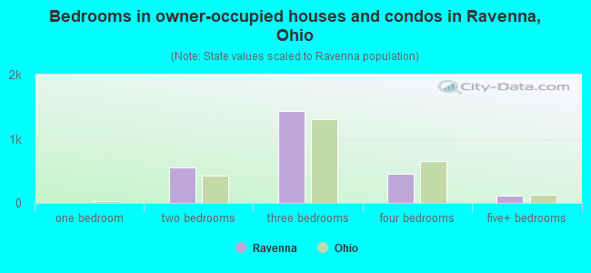 Bedrooms in owner-occupied houses and condos in Ravenna, Ohio