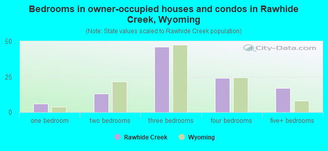 Bedrooms in owner-occupied houses and condos in Rawhide Creek, Wyoming