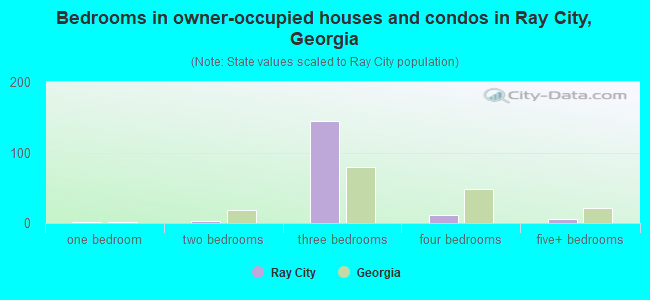 Bedrooms in owner-occupied houses and condos in Ray City, Georgia