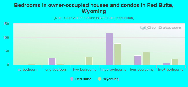 Bedrooms in owner-occupied houses and condos in Red Butte, Wyoming