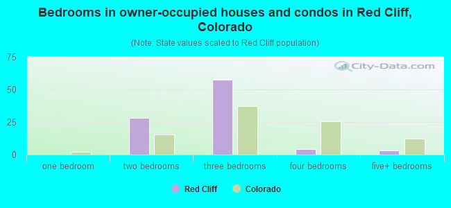 Bedrooms in owner-occupied houses and condos in Red Cliff, Colorado