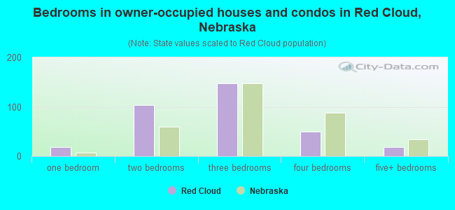 Bedrooms in owner-occupied houses and condos in Red Cloud, Nebraska