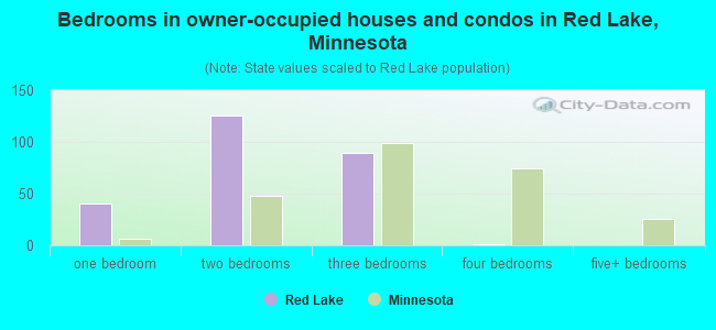 Bedrooms in owner-occupied houses and condos in Red Lake, Minnesota