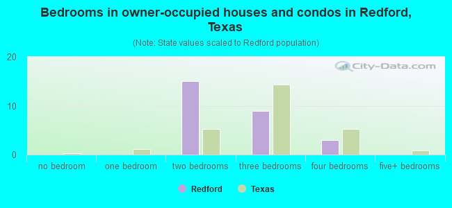 Bedrooms in owner-occupied houses and condos in Redford, Texas