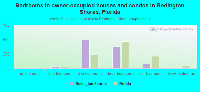 Bedrooms in owner-occupied houses and condos in Redington Shores, Florida