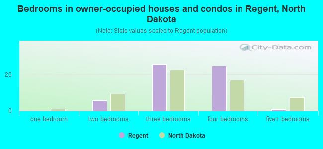 Bedrooms in owner-occupied houses and condos in Regent, North Dakota
