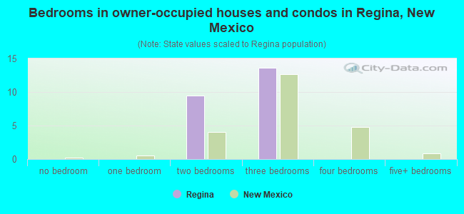Bedrooms in owner-occupied houses and condos in Regina, New Mexico