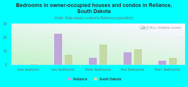 Bedrooms in owner-occupied houses and condos in Reliance, South Dakota