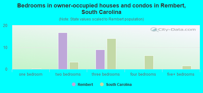 Bedrooms in owner-occupied houses and condos in Rembert, South Carolina