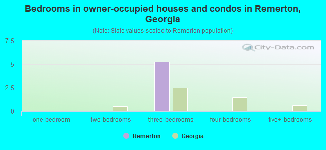 Bedrooms in owner-occupied houses and condos in Remerton, Georgia