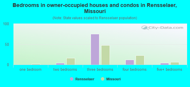 Bedrooms in owner-occupied houses and condos in Rensselaer, Missouri