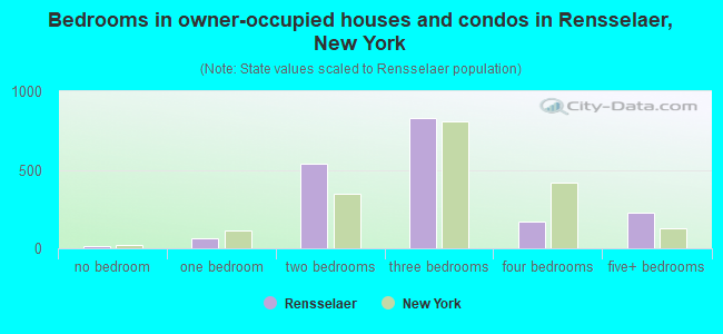 Bedrooms in owner-occupied houses and condos in Rensselaer, New York