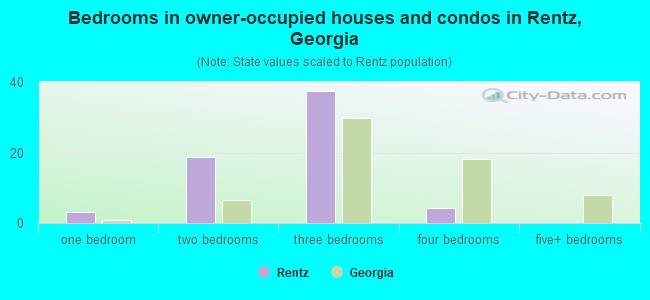 Bedrooms in owner-occupied houses and condos in Rentz, Georgia