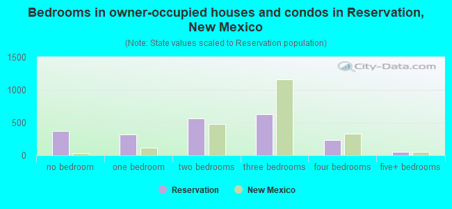 Bedrooms in owner-occupied houses and condos in Reservation, New Mexico