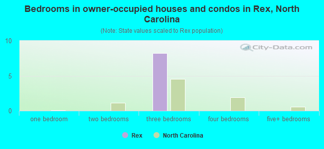 Bedrooms in owner-occupied houses and condos in Rex, North Carolina