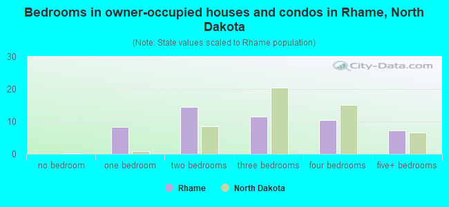 Bedrooms in owner-occupied houses and condos in Rhame, North Dakota