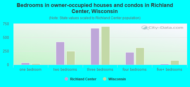 Bedrooms in owner-occupied houses and condos in Richland Center, Wisconsin