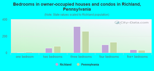 Bedrooms in owner-occupied houses and condos in Richland, Pennsylvania