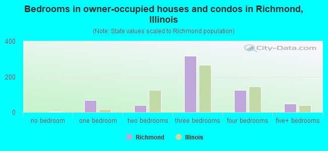 Bedrooms in owner-occupied houses and condos in Richmond, Illinois