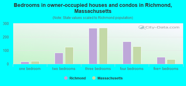 Bedrooms in owner-occupied houses and condos in Richmond, Massachusetts